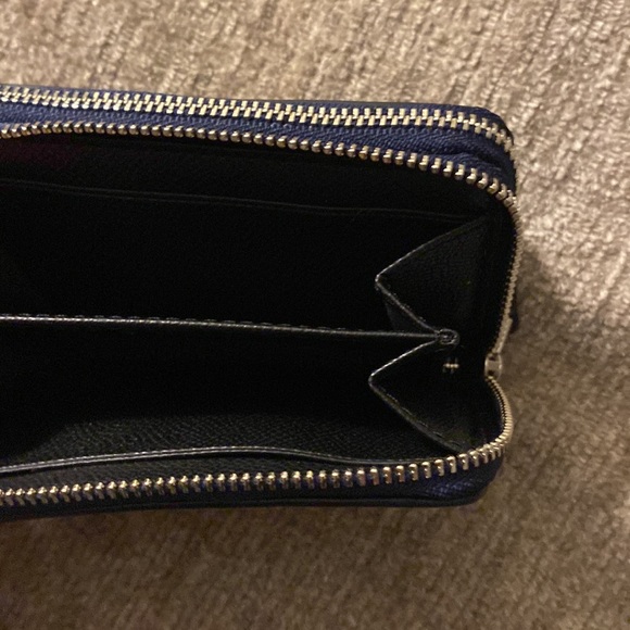 NWT! Coach Crossgrain City Metallic Blue Zip Tote and double zip mini wallet - Picture 6 of 7
